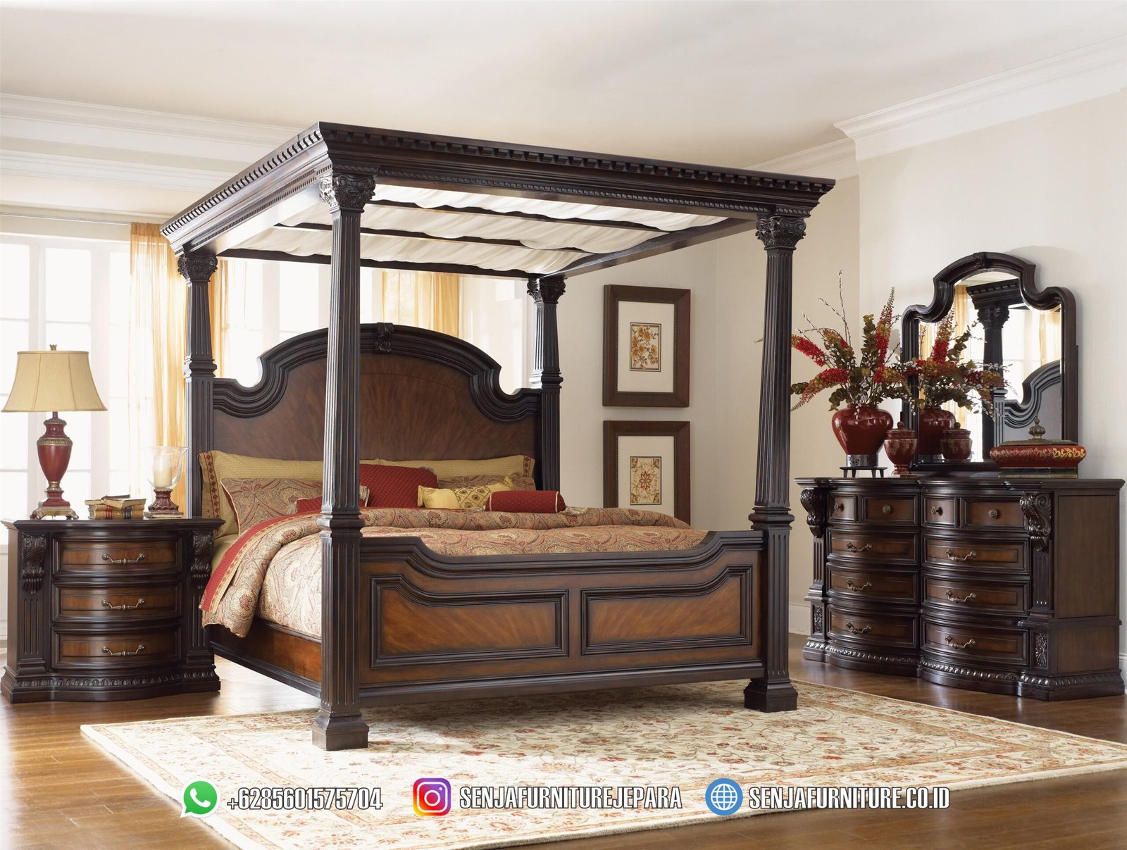 European Tempat Tidur Mewah Queen Jati Canopi Design Tempat Tidur Mewah, Tempat Tidur Klasik, Tempat Tidur Pengantin, Tempat Tidur Modern, Tempat Tidur Minimalis, Tempat Tidur Ukir Jepara, Tempat Tidur Sultan, Tempat Tidur Aesthetic, Model Tempat Tidur Mewah, Kamar Set Mewah, Desain Tempat Tidur Mewah, Desain Kamar Klasik, Interior Kamar Klasik, Bedroom Set Classic