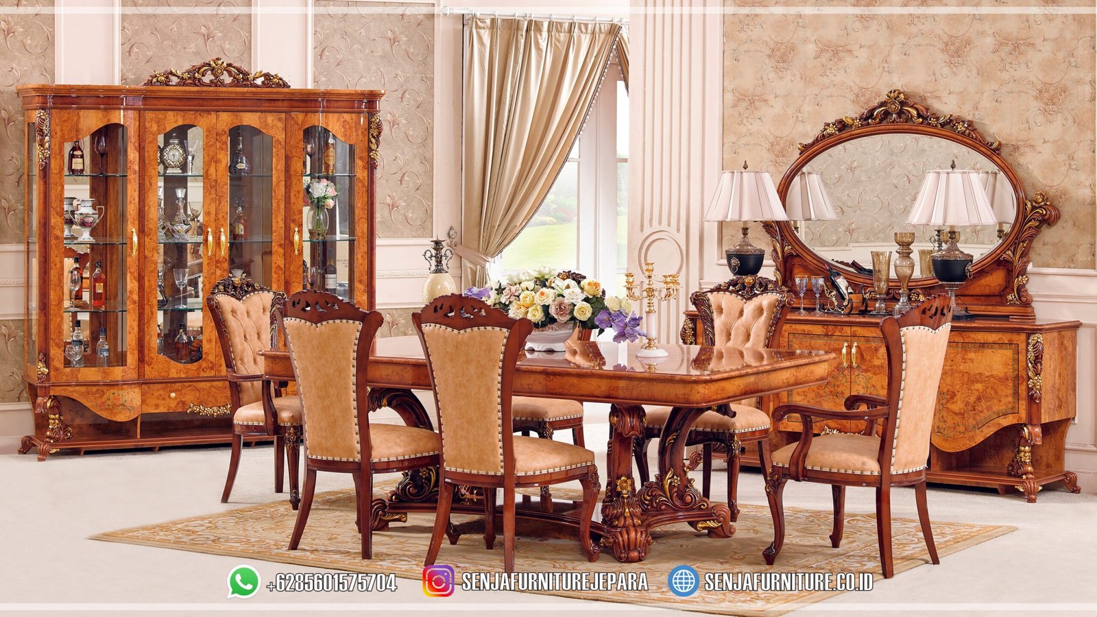 Set Meja Makan Jati Showroom Jakarta Super Mewah Davinci Meja Makan Jati, Meja Makan Mewah, Meja Makan Klasik, Meja Makan Minimalis, Ruang Makan Mewah, Meja Makan Mewah 4 Kursi, Meja Makan Mewah 6 Kursi, Meja Makan Mewah 8 Kursi, Meja Makan Mewah 10 Kursi, Meja Makan Mewah 12 Kursi, Meja Makan Klasik Eropa, Kursi Makan Mewah, Meja Makan Jepara