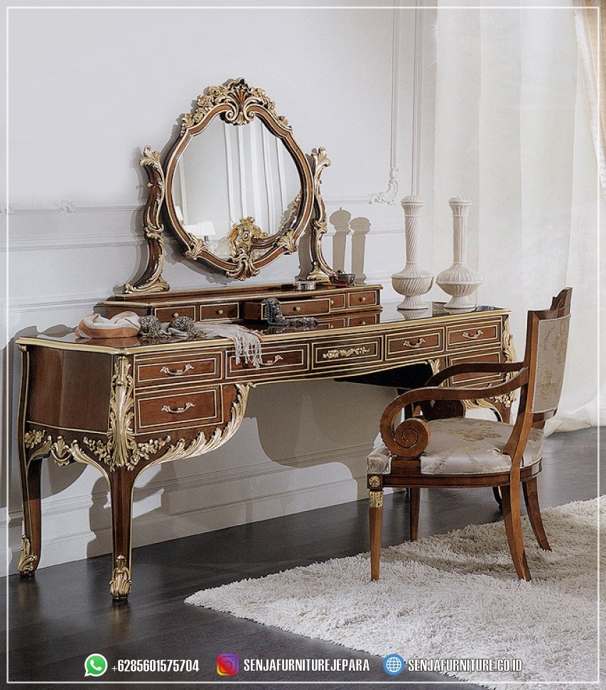 Contoh Meja Rias Mewah Kayu Jati Klasik Finishing Elegan Meja Rias Mewah, Meja Rias Klasik, Meja Rias Elegan, Meja Rias Kayu Jati, Meja Rias Minimalis, Meja Rias Ukir Jepara, Meja Rias Modern, Meja Rias Putih Duco, Meja Rias Gold, Meja Rias Terbaru, Meja Rias Cermin