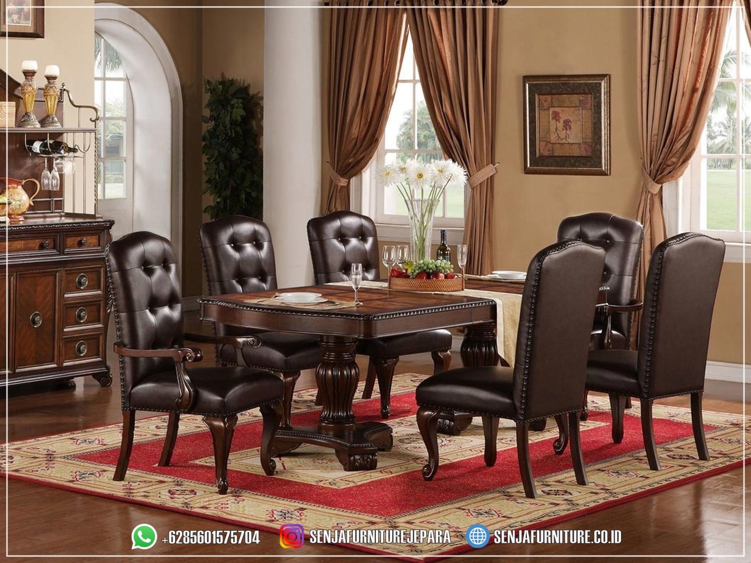 Set Meja Makan Mewah Elegan 6 Kursi Kulit Asli Import Meja Makan Mewah, Meja Makan Klasik, Meja Makan Kayu Jati, Meja Makan Minimalis, Ruang Makan Mewah, Meja Makan Mewah 4 Kursi, Meja Makan Mewah 6 Kursi, Meja Makan Mewah 8 Kursi, Meja Makan Mewah 10 Kursi, Meja Makan Mewah 12 Kursi, Meja Makan Klasik Eropa, Kursi Makan Mewah, Meja Makan Jepara