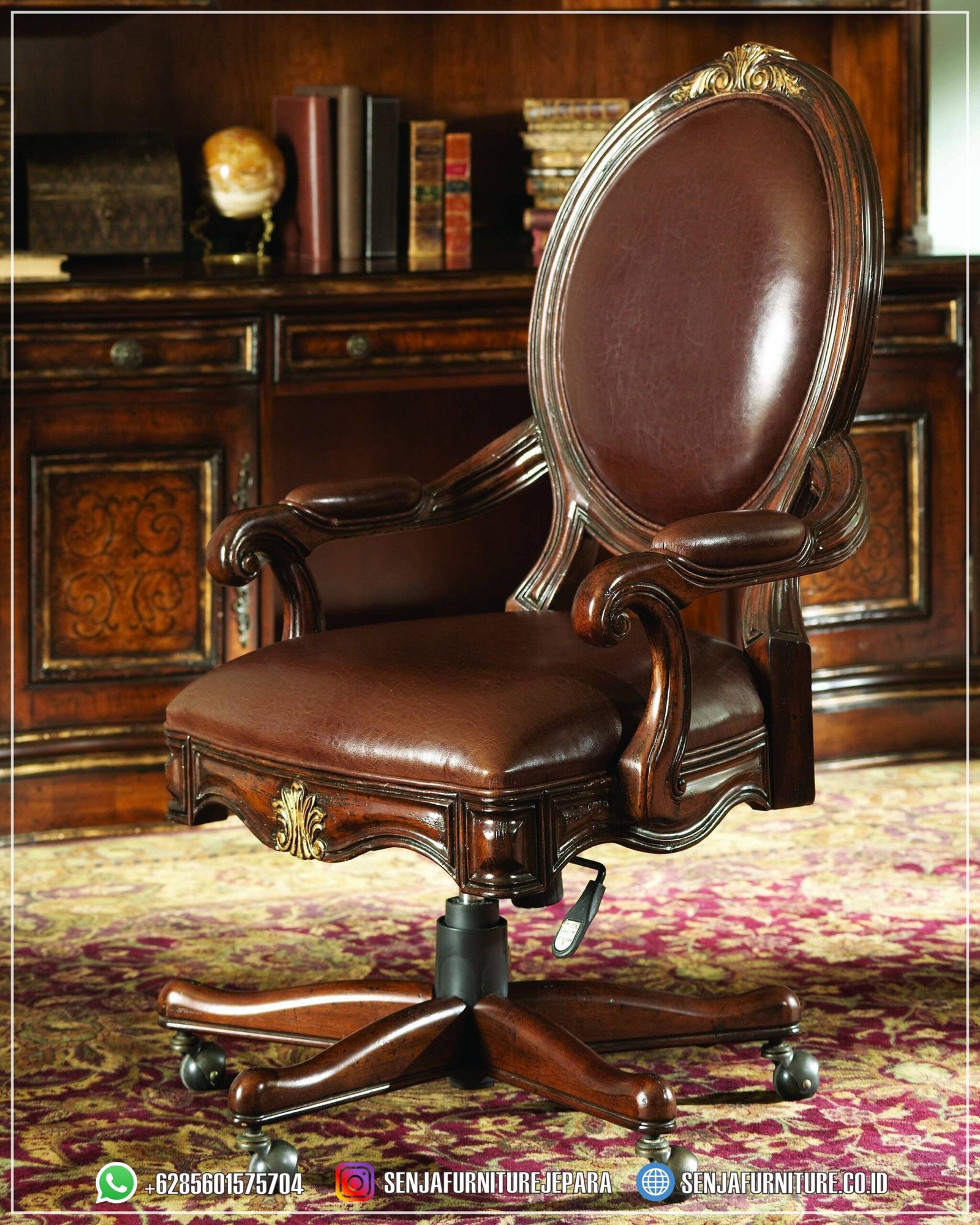 Antique Kursi Kerja Kulit Italia Desain Klasik Eropa Brunello kursi kerja kulit, kursi kantor kulit, kursi kerja direktur, kursi kerja presiden, kursi kerja kulit premium, kursi kantor mewah, kursi kulit asli, kursi kerja PU leather, kursi kerja hidrolik